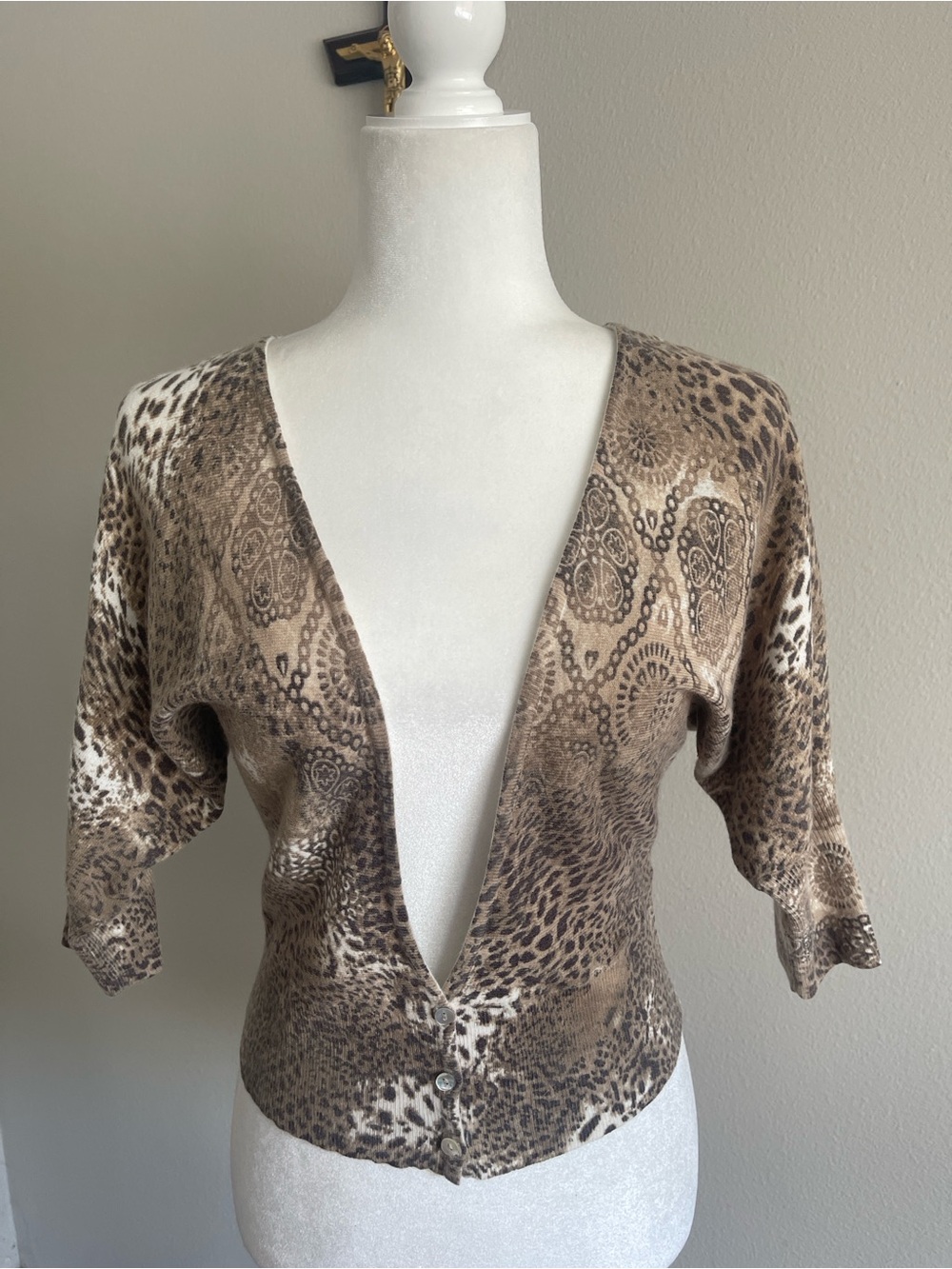 Boho Cheetah Print Cardigan Size L